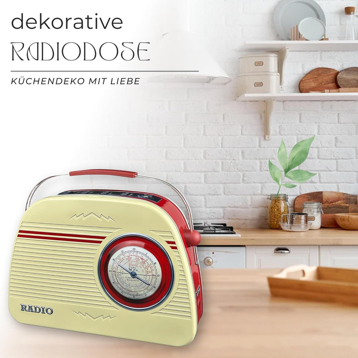 Runde Radiodose beige gross - Aufbewahrungsdose, Keksdose, Blechdose - lebensmittelecht - Vol. 3,0l