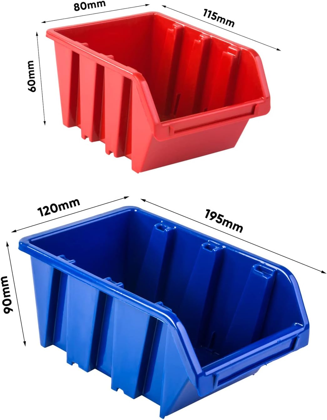 PAFEN Werkzeugwand Stapelboxen 1728 x 780 mm - Lagersystem Set Werkzeughaltern und 36 Stück Box - Wa
