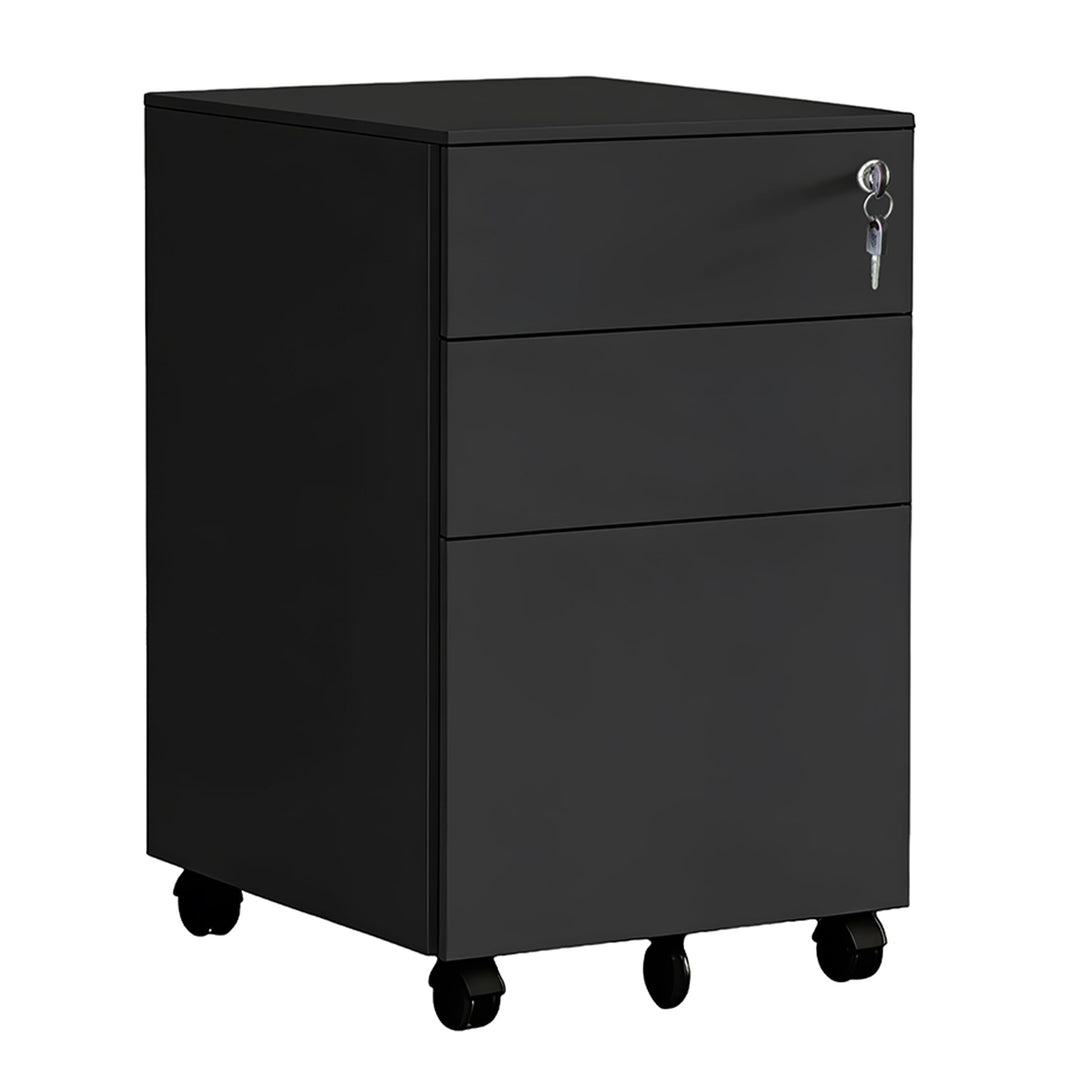 Relaxdays Rollcontainer, 3 Schubladen, HxBxT: 60 x 39 x 52 cm, abschliessbar, Aktenschrank auf Rolle