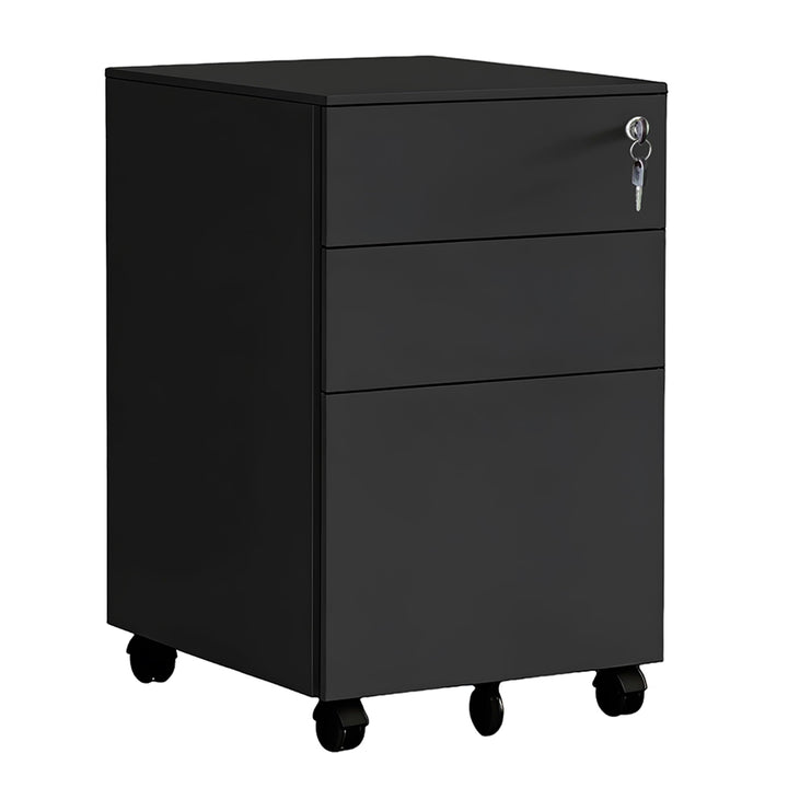 Relaxdays Rollcontainer, 3 Schubladen, HxBxT: 60 x 39 x 52 cm, abschliessbar, Aktenschrank auf Rolle