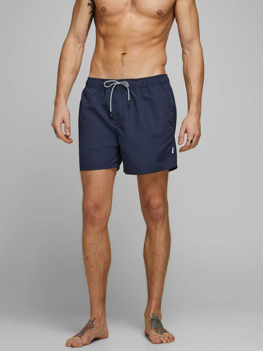 JACK &amp; JONES Herren Badehose Badeshort SPLICELOGO S M L XL XXL Schwarz Rot Orang S Navy Blazer, S Na