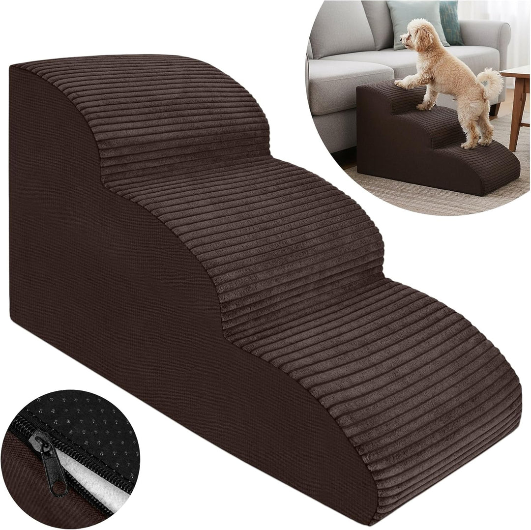 Hundetreppe 3 Stufen - 60 x 30 x 40 cm - rutschfest Weich für Kleine Hunde Haustiertreppe Stabil Sic