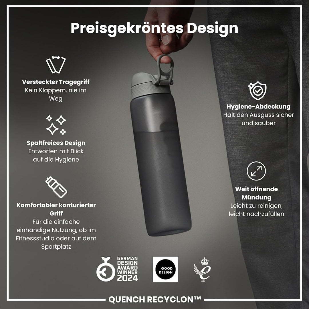 Ion8 1 Liter Trinkflasche, 1000ml, Auslaufsicher, Einhandöffnung, Sichere Verriegelung, Spülmaschine
