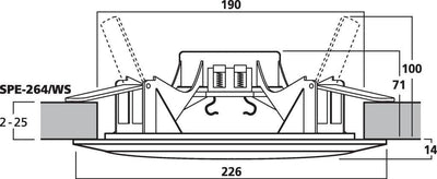 MONACOR SPE-264/WS wetterfestes ELA Deckenlautsprecher-Paar mit 2-Wege System und Kalottenhochtönern