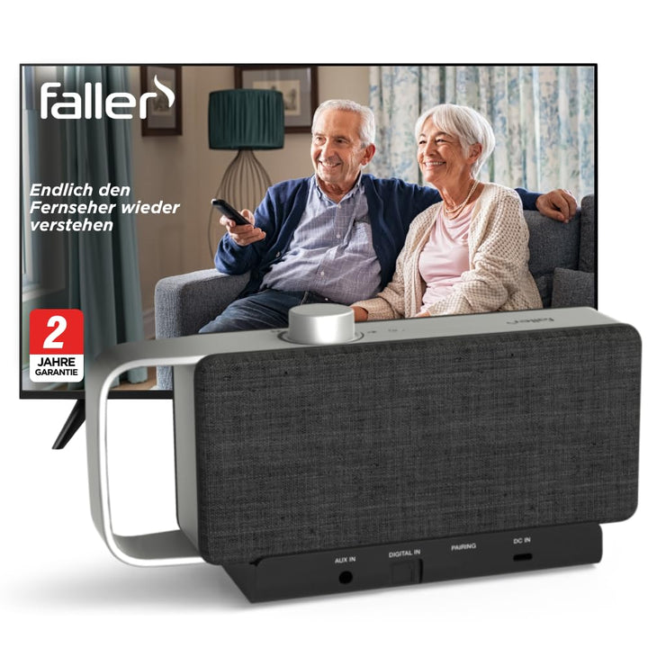 faller Oskar TV Lautsprecher/Soundbar mit Clear Voice (tragbar, kabellos, einfache Bedienung, Alumin