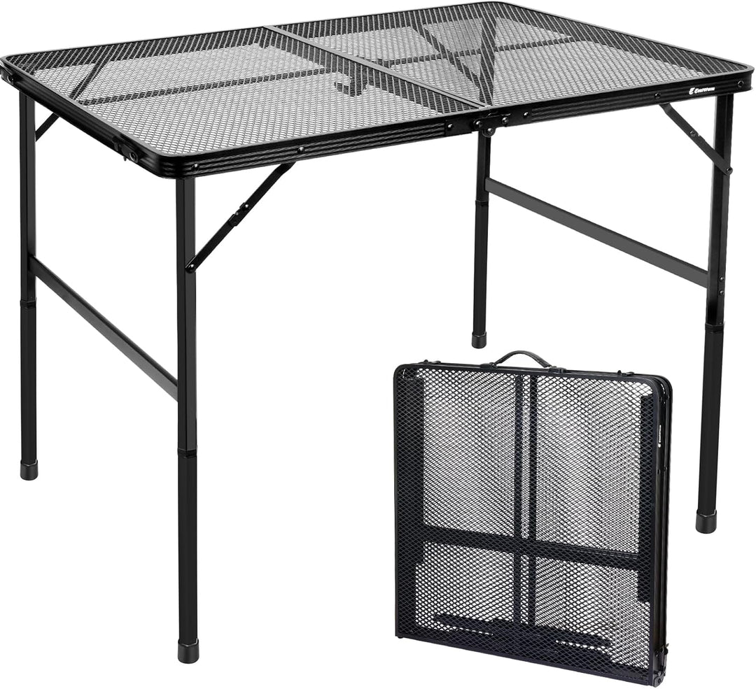 E EASTSTORM Campingtisch Klappbar 120×60cm，Gartentisch，Grilltisch mit Metallgitterplatte，Leicht und