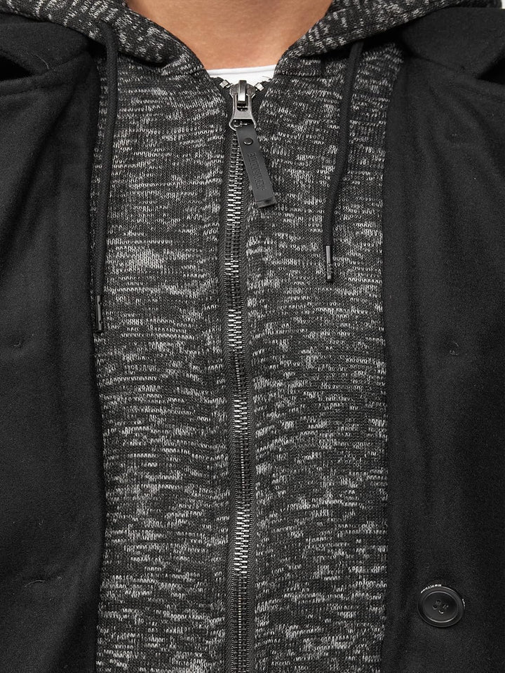 Indicode Herren Cliff Kurzmantel mit Stehkragen | Wollmantel Herrenmantel Mantel S Schwarz, S Schwar