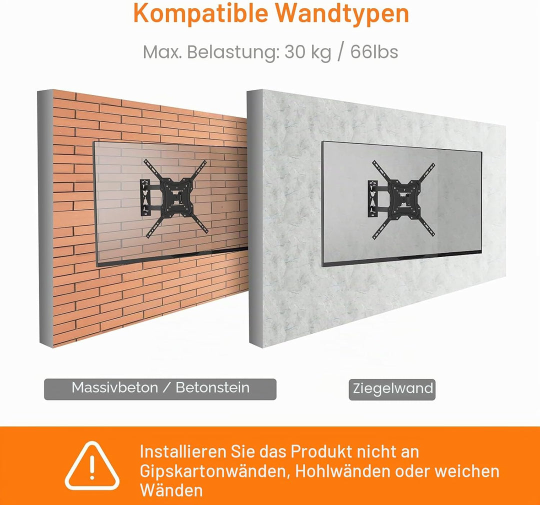 GRIFEMA TV Wandhalterung für 26-55 Zoll Bildschirme, Schwenkbare Neigbare und Ausziehbar TV Mount fü