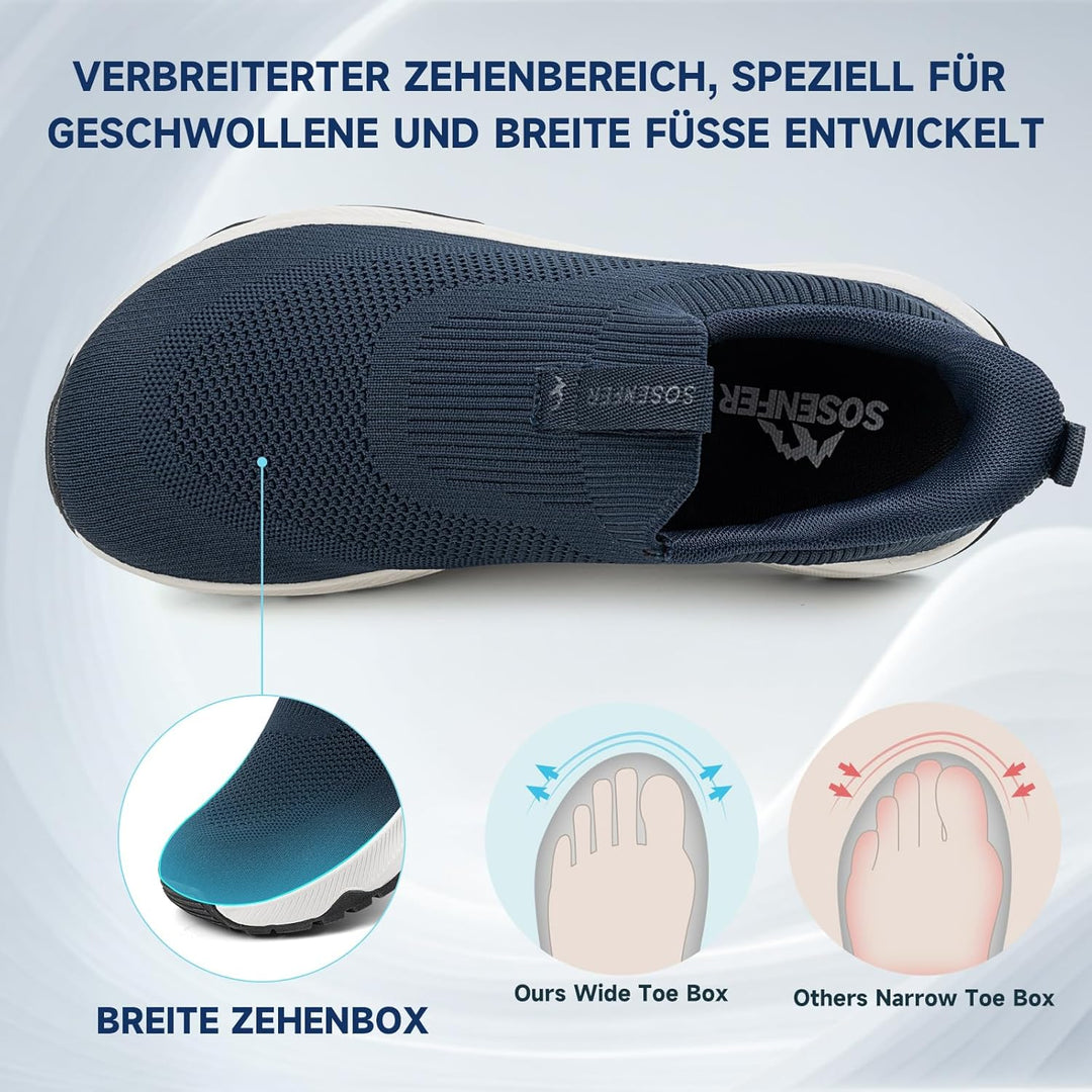 Sosenfer Walkingschuhe Herren Extra Weit Slip On Sneaker rutschfeste Sportschuhe Atmungsaktive Ohne