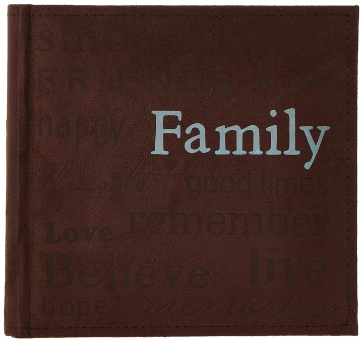Pioneer Familie Text Design genäht Velourslederimitat Cover Foto Album, braun