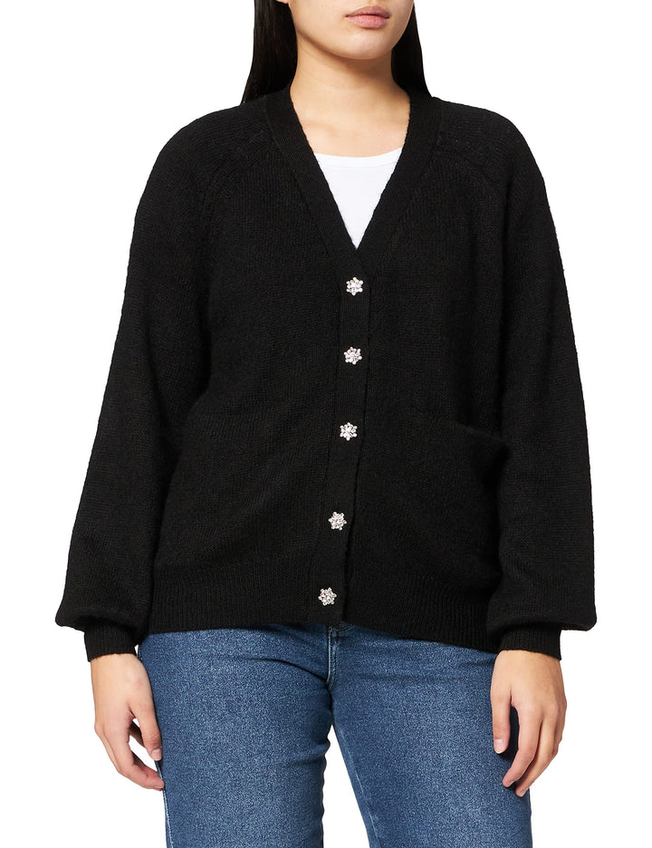Naf Naf Damen Marris Cardigan Strickjacke XS Schwarz, XS Schwarz
