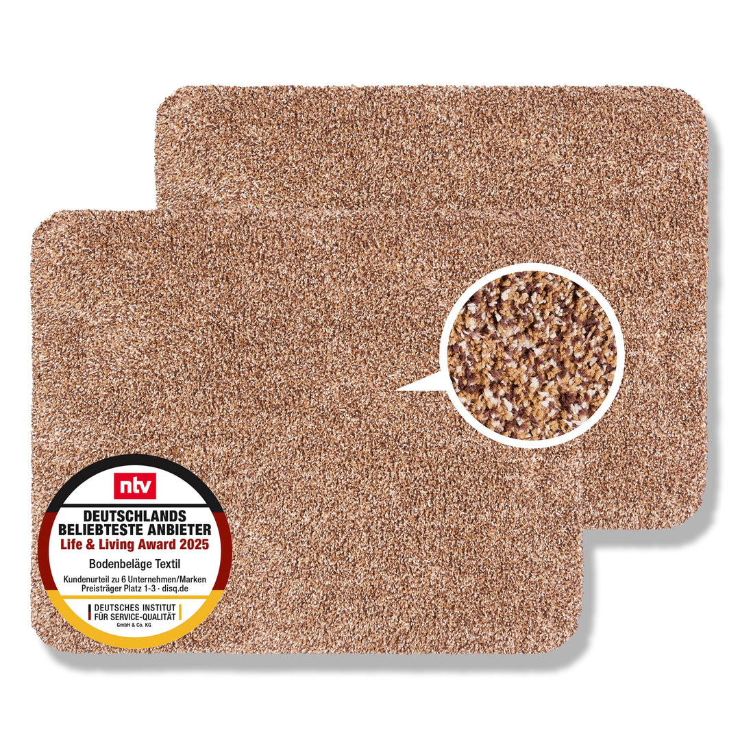 Astra Fussmatte innen waschbar 2er Set 60x75 cm - Schmutzfangmatte Sauberlaufmatte - Fussabstreifer