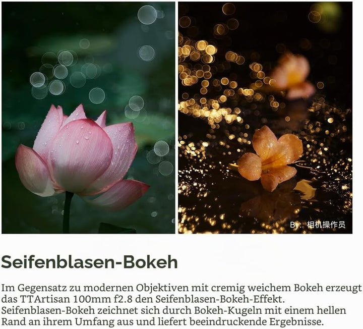 TTArtisan 100 mm F2.8 (Bubble Bokeh) Metallgehäuse, kompatibel mit M42-Halterung, Schwarz 100 mm F2.
