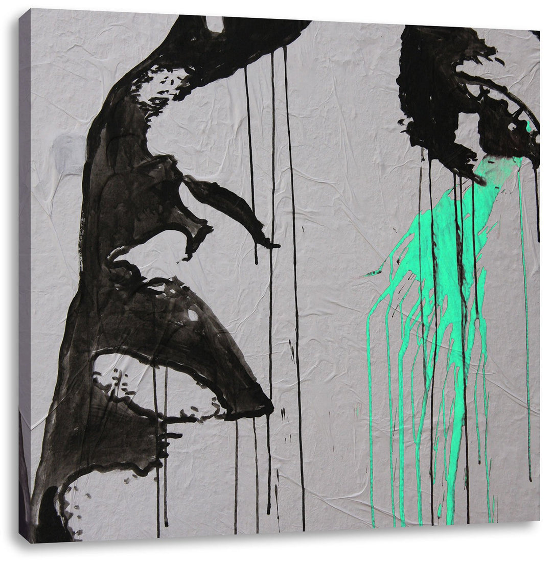 Pixxprint Abstrakt gezeichnete Frau schwarz/weiss, Format: 70x70 auf Leinwand, 70x70