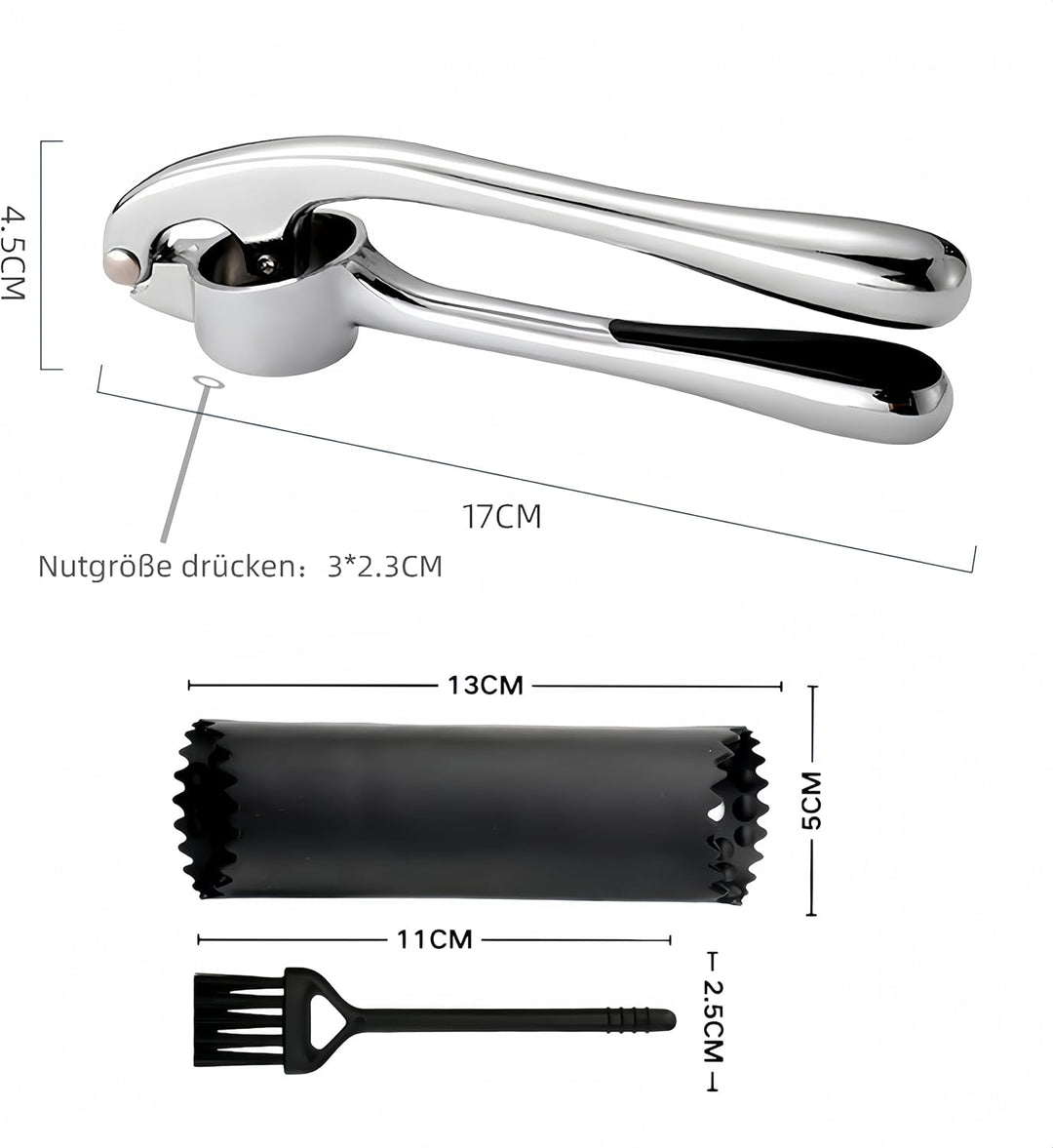 Knoblauchpresse mit Knoblauchschäler und Silikonbürste Effizientes Werkzeug zur Knoblauchpaste Knobl