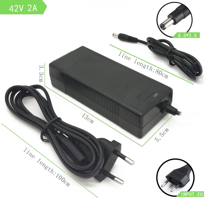 Scooter Corner 42V AC Netzteil Fahrrad Ladegerät für 36V Akku Elektroroller E-Bike, für dc5.5 mm2.5