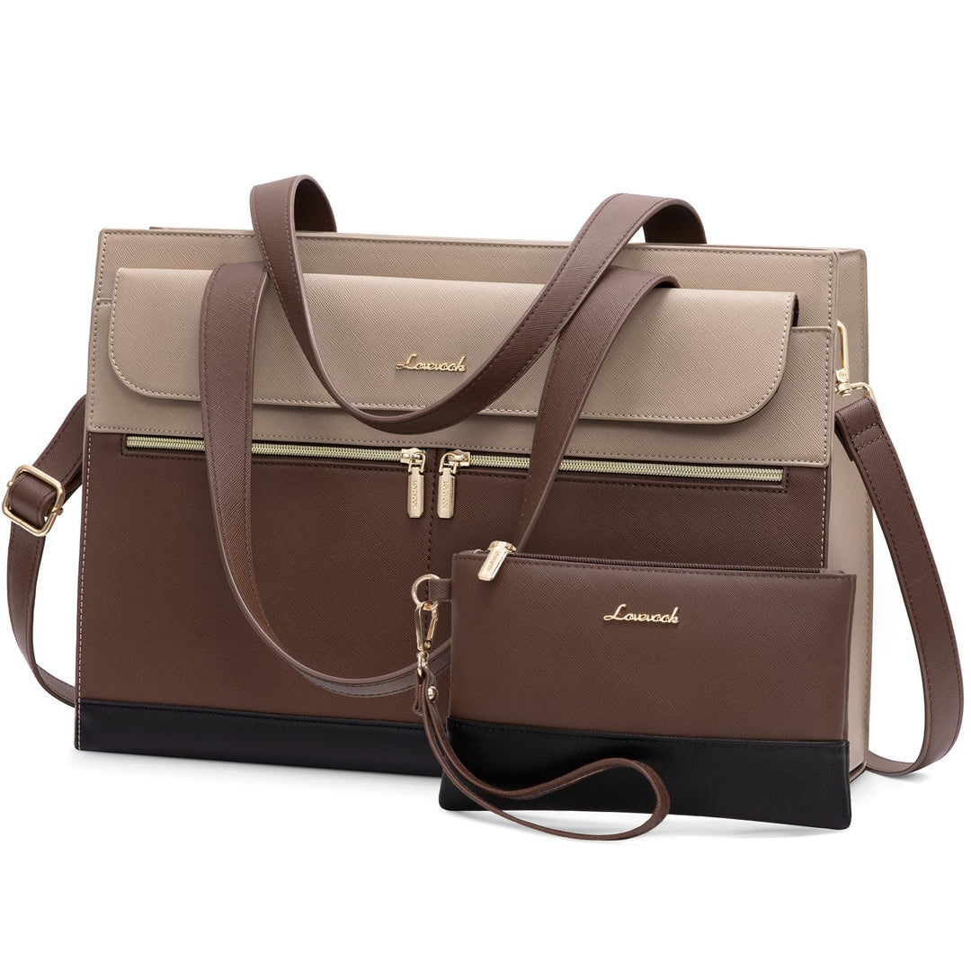 LOVEVOOK Laptop Handtasche Damen 15,6 Zoll, PU Leder 2 in 1 Crossbody Tote Bag Handbag, Gross Busine