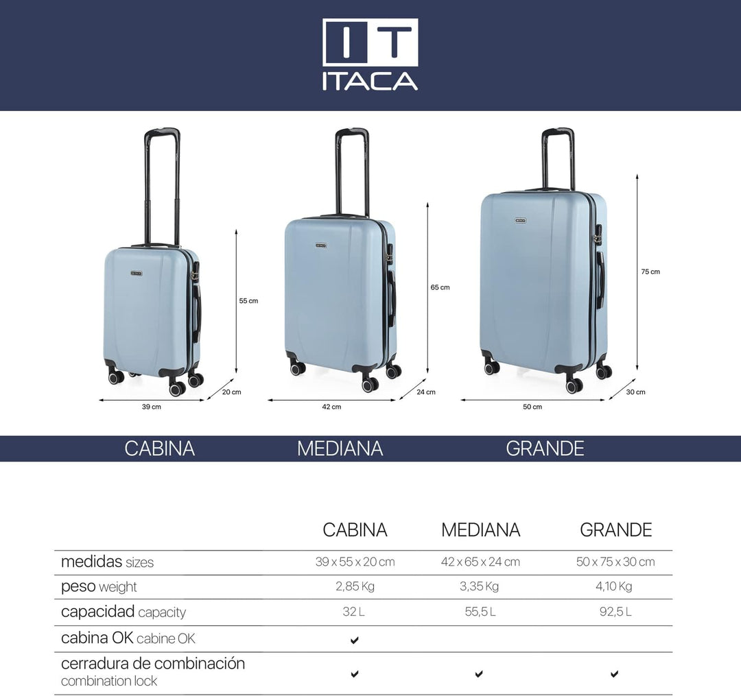 ITACA - Trolley handgepäck Cabin Trolley Koffer reisekoffer hartschalenkoffer mit zahlenschloss - Ka