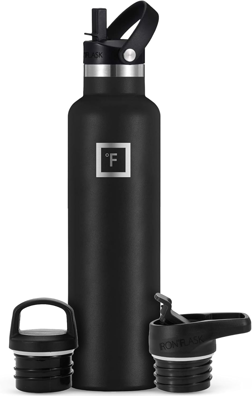 Edelstahl Trinkflasche mit 3 Deckel - Auslaufsicher Thermosflasche - Metall Wasserflasche Doppelwand
