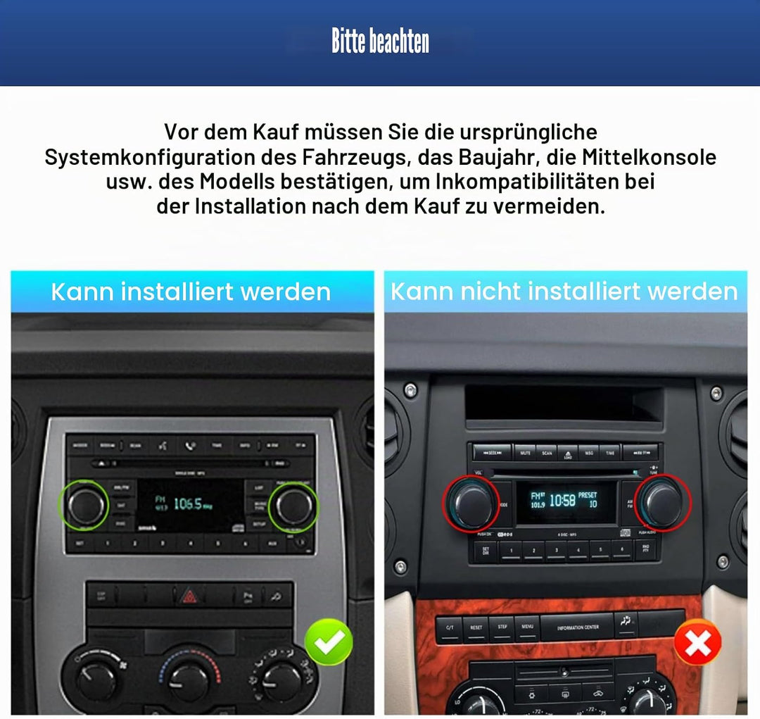 CAMECHO 6+128G Android 15 Navi Autoradio für Jeep Wrangler Ram JK Dodge Challenger mit Rückfahrkamer