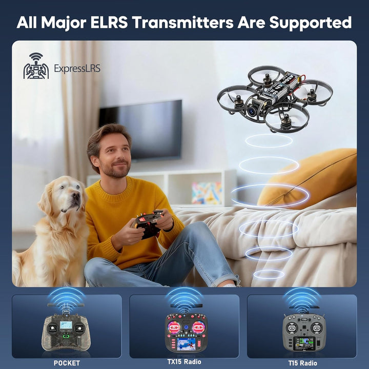 R8 ELRS Tiny Whoop Quadcopter,Ultralight 1S 80mm Micro FPV Drohne BNF mit 2 Batterien Fly12 Mins für