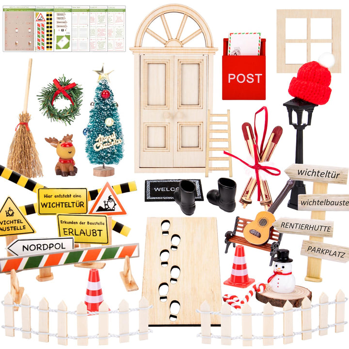 Orifinter Wichtel Zubehör, 37PCS Wichteltür Set, Wichtel Zubehör Weihnachten, Wichtel Baustelle, Wic
