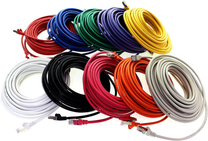 1aTTack CAT5 FTP Netzwerk Patch Kabel mit 2 x RJ45 Stecker Set (10 Farben, 10 Stück) 10m 10m 10 Farb