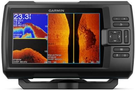 Garmin Striker Vivid 4 cv, einfach zu bedienender 10,2 cm Farb-Fischfinder und Sonar-Transducer, leb