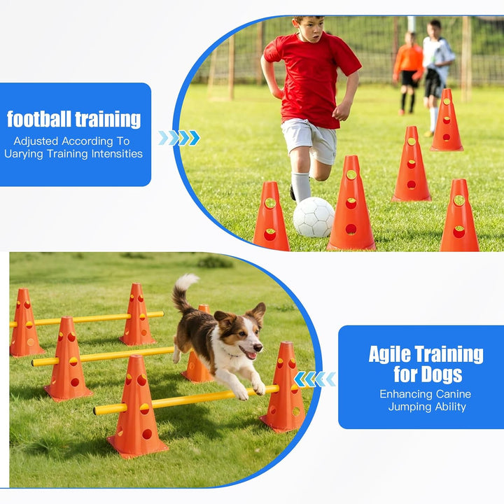 Agility Set Hunde, Agility Trainingsgerät Sports Cavaletti Hunde Steckhürdenset, Kegel Trainingshürd