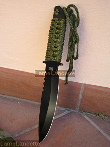 MFH - Messer mit feststehender Klinge, schwarz mit Griff aus Nylonband - 44494