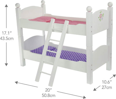 Etagenbett Puppenbett aus Holz Puppenzubehör Puppen-Möbel Olivias World TD-0095A Weiss, Weiss