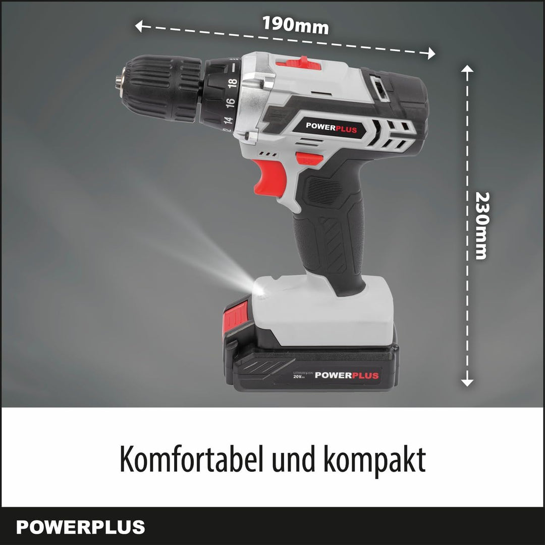 POWER plus Akkuschrauber & Akkubohrer POWC1071 - Akku Schraubendreher & Bohrer 20 V, Beinhaltet 1 x