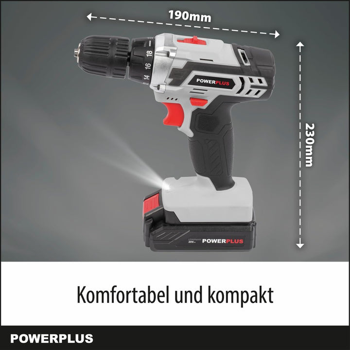 POWER plus Akkuschrauber & Akkubohrer POWC1071 - Akku Schraubendreher & Bohrer 20 V, Beinhaltet 1 x