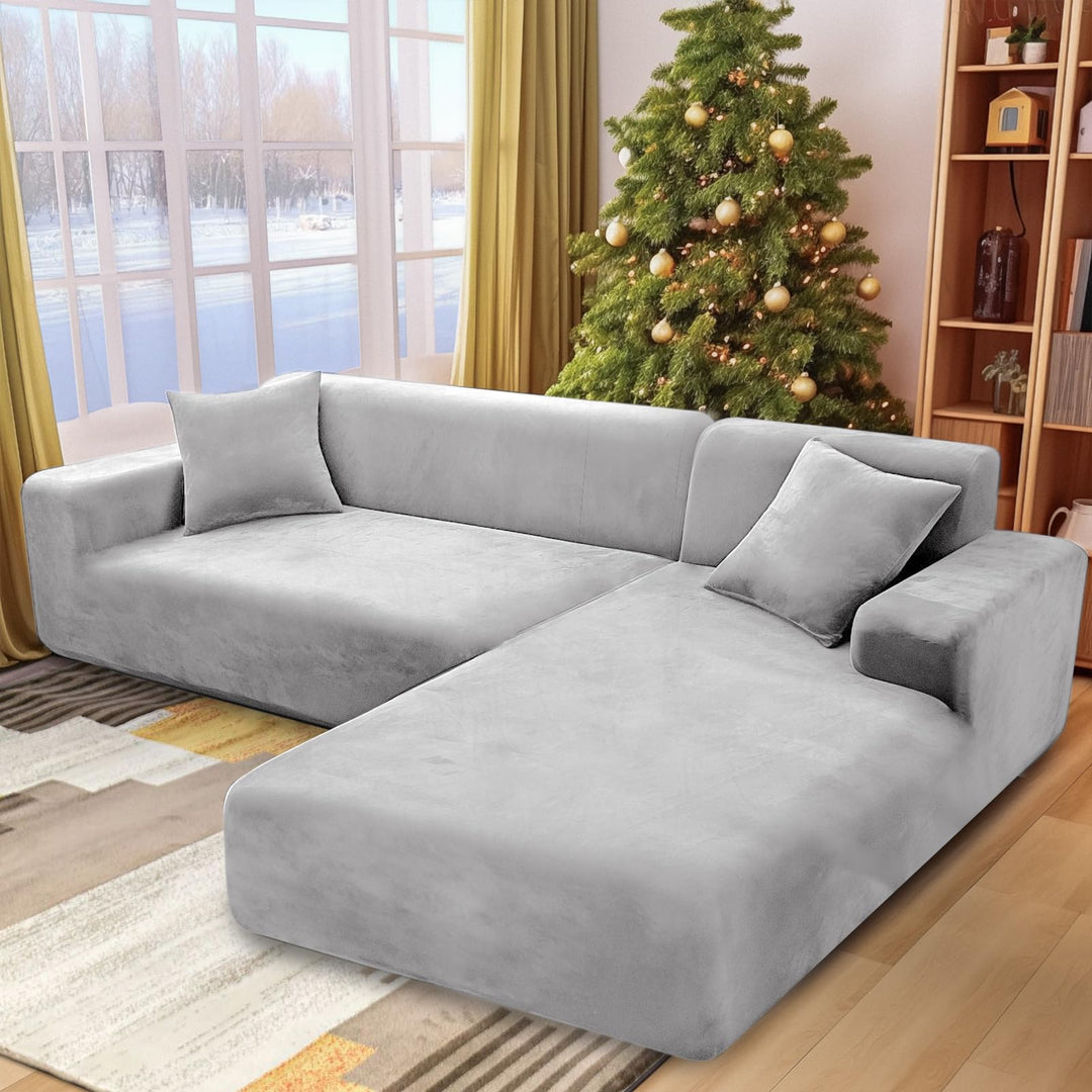 NAKIHOUSE Dicke Samt Sofa Überwürfe Sofabezug mit einem Kissenbezug, Superweicher Elastische Sofa Ab