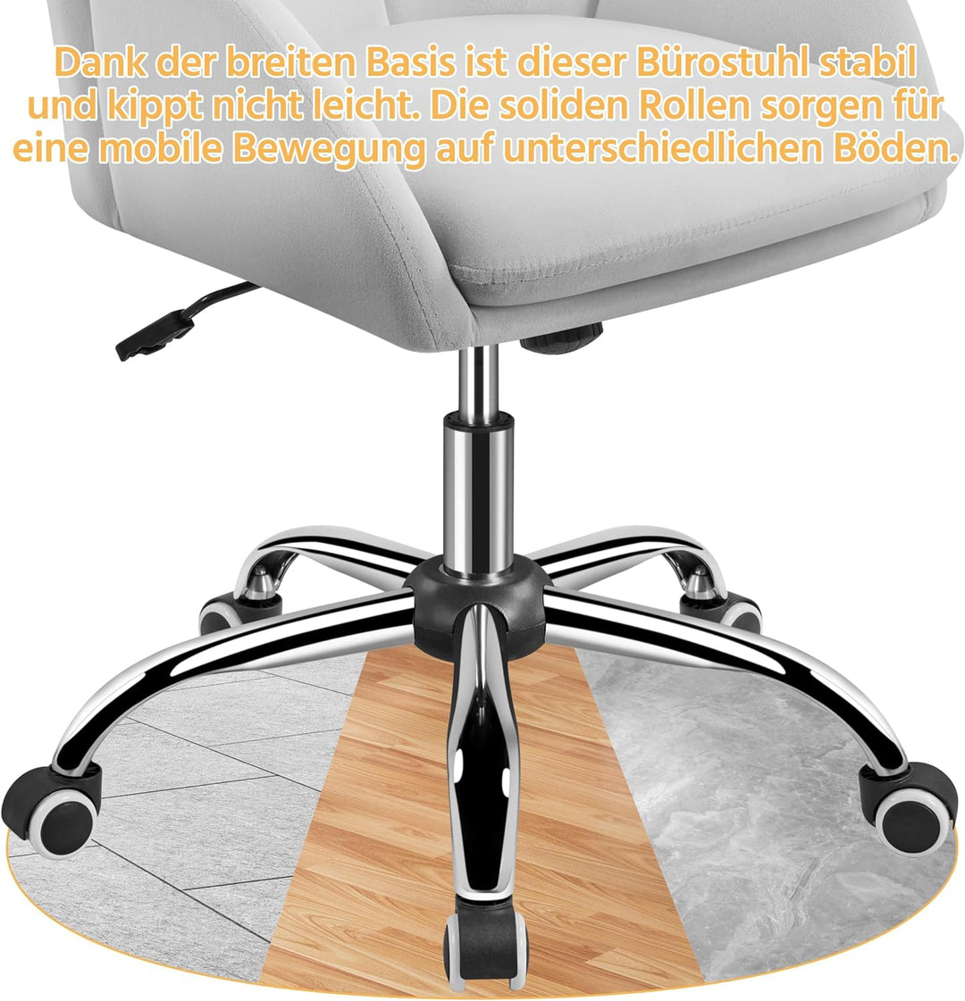 Yaheetech Bürostuhl aus Samt, Schreibtischstuhl Ergonomisch bis 136 kg Belastbar, Drehstuhl Höhenver