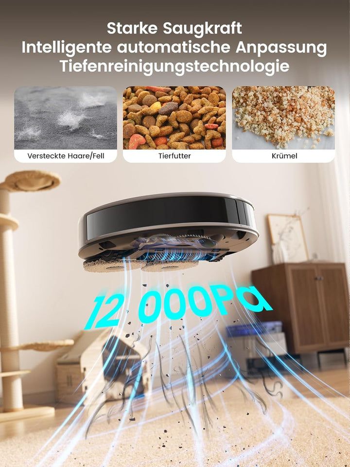 LEFANT M3 Saugroboter mit Wischfunktion,12000 Pa Saugkraft,Automatisches Andocken,Vermeiden von Hind