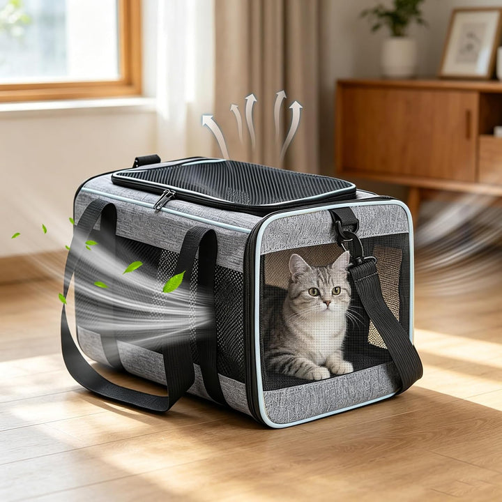 Transportbox Katze faltbar bis 7 kg mit 360° Belüftung Hundetasche | Hundetasche für Katzen kleine H