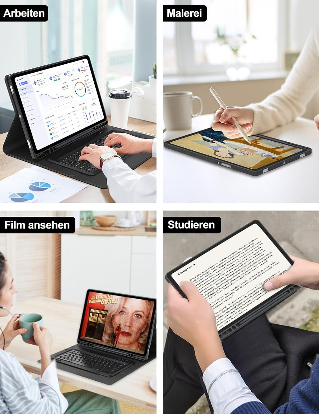 Tastatur Hülle für Samsung Galaxy Tab S10 Ultra/S9 Ultra 14.6 Zoll, QWERTZ Deutscher, Keyboard Cover