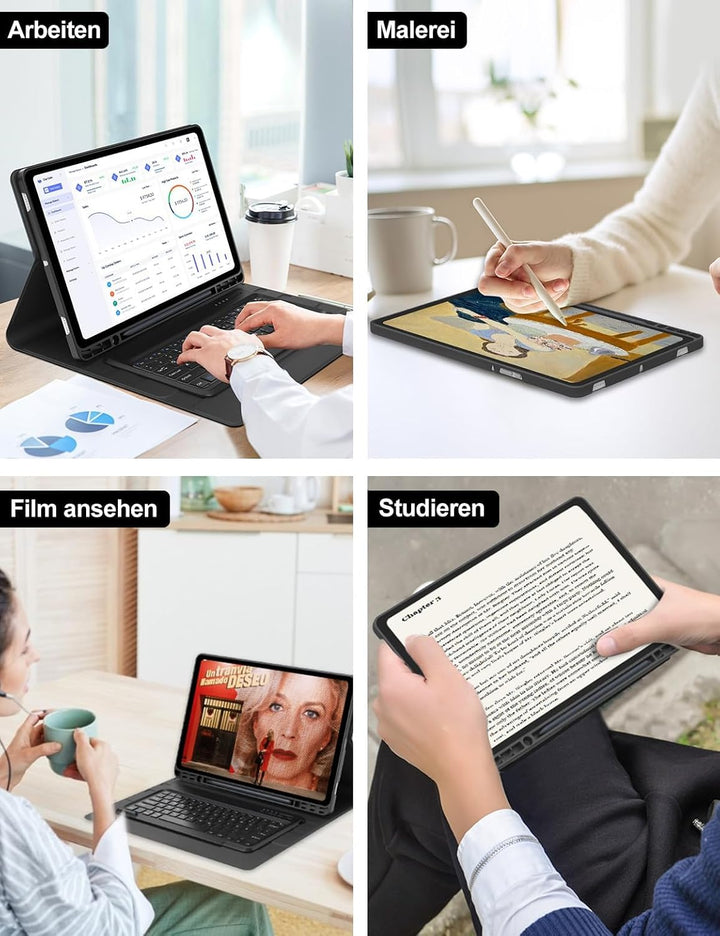 Tastatur Hülle für Samsung Galaxy Tab S10 Ultra/S9 Ultra 14.6 Zoll, QWERTZ Deutscher, Keyboard Cover