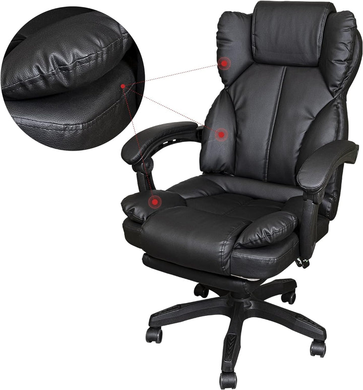 Schreibtischstuhl ergonomisch mit Flexibler Rückenlehne & Kopfstütze - Bequemer Bürostuhl für Schrei