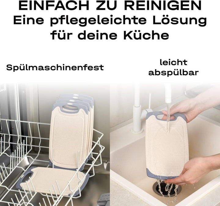 6 kleine Frühstücksbrettchen, 24x14cm, Kunststoff, Bretter, Brotzeitbrett, Schneidebrett Set, creme