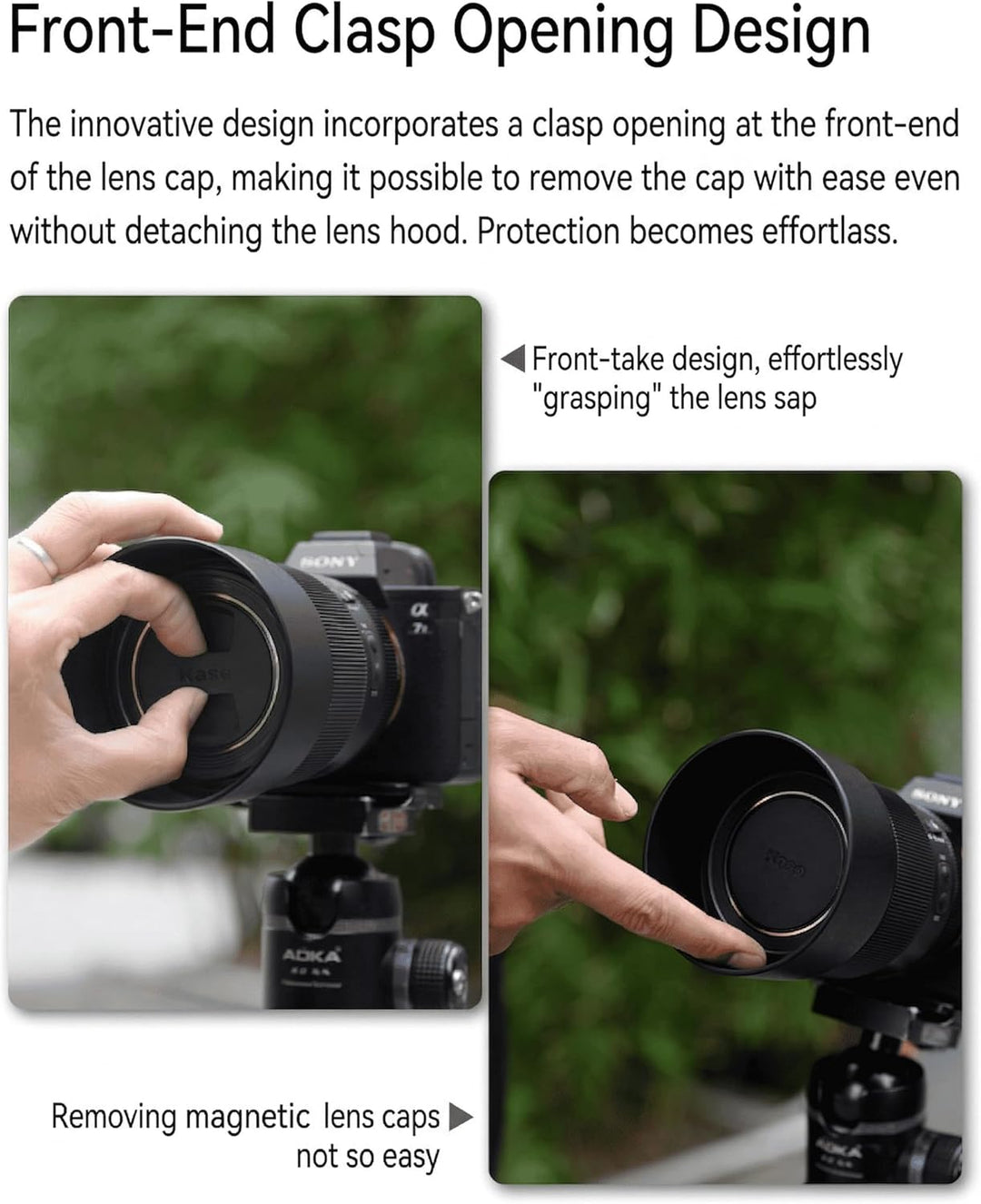 Kase 77mm Magnetische vordere Objektivkappe für Sony FE 70-200mm F2,8 GM OSS II, für Canon RF100-500