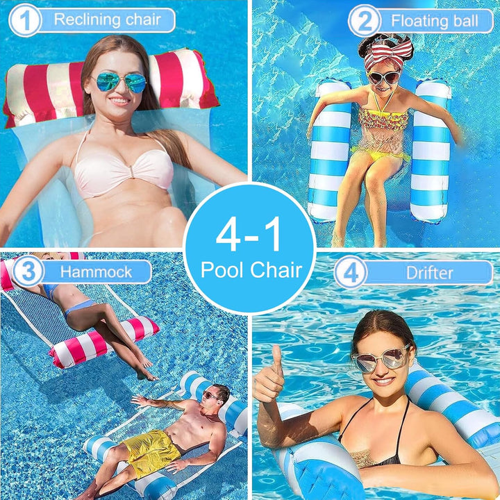 2 Stück Luftmatratze Pool Pool Spielzeug 4 In 1 Aufblasbare Wasserspielzeug Pool Zubehör Pool Aufbla