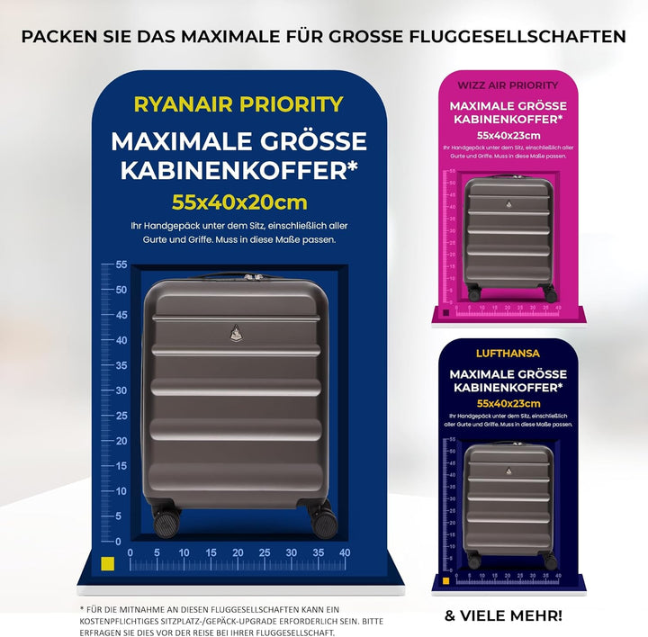 Aerolite Erweiterbar 55x40x20cm auf 55x40x23 cm Lufthansa Eurowings Condor Wizz Air Priorität und me