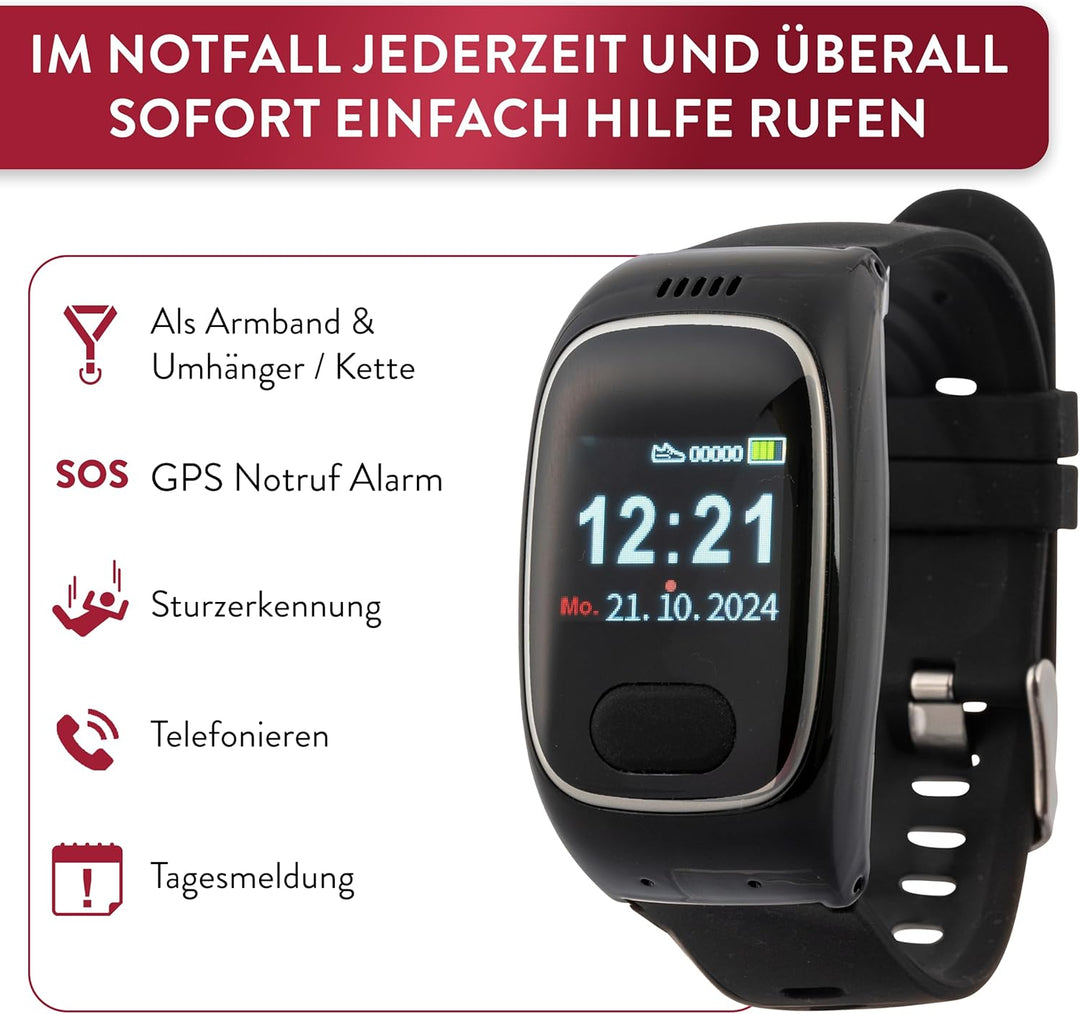 tellimed Solino PRO 4G GPS Senioren Notruf Uhr mit Telefonfunktion, SIM Slot & ohne ABO - Einfache B