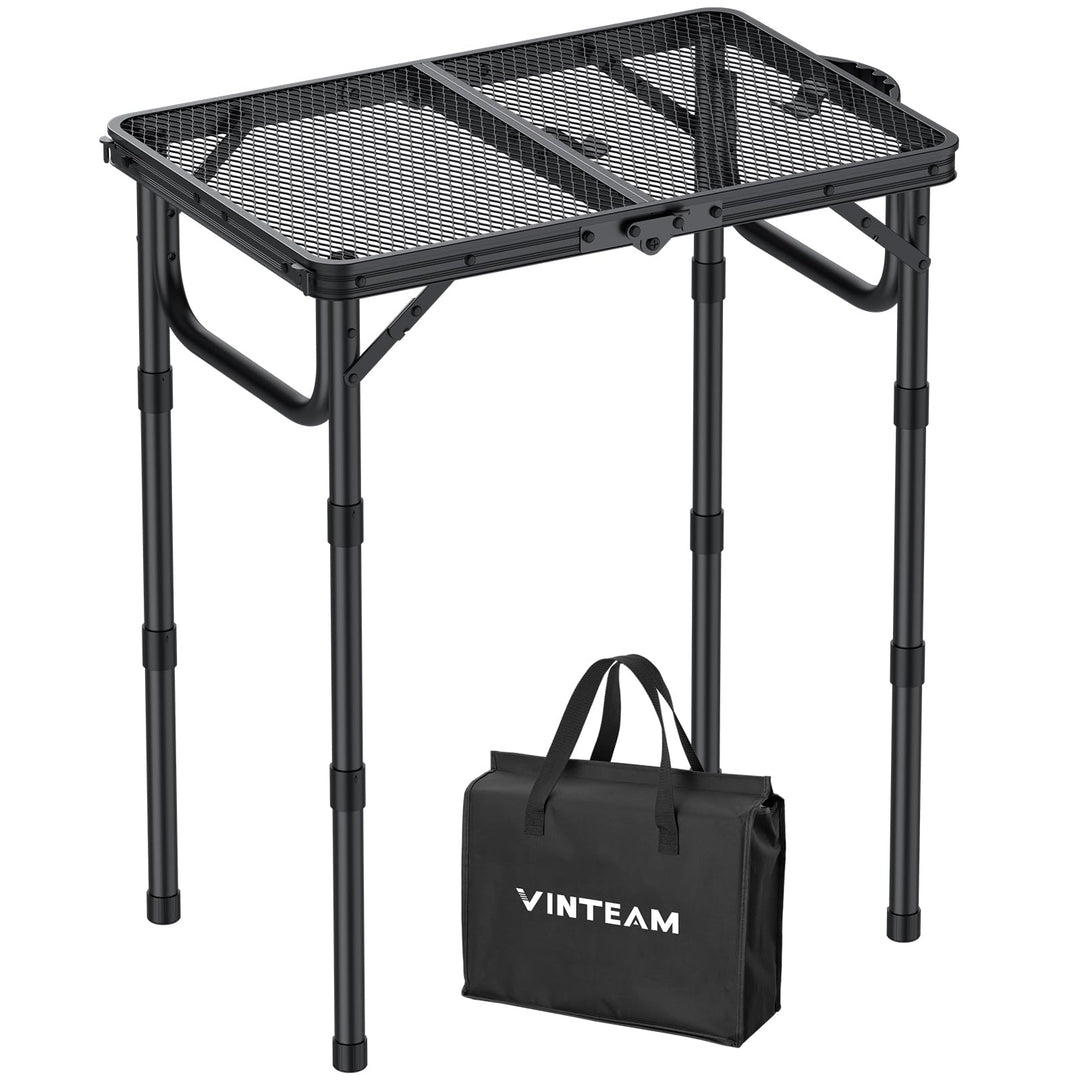 VINTEAM Campingtisch Klappbar 58x40cm, 3 Höhenverstellbar Leicht & Tragbar, Aluminium Metallgitter,