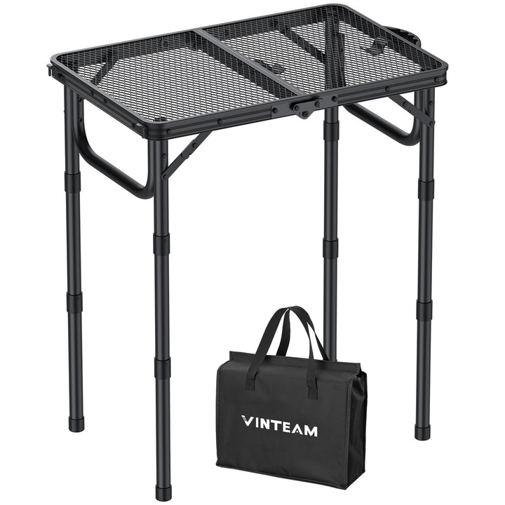VINTEAM Campingtisch Klappbar 58x40cm, 3 Höhenverstellbar Leicht & Tragbar, Aluminium Metallgitter,