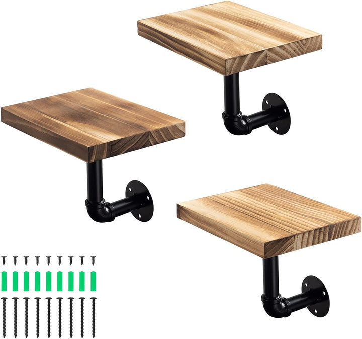 Navaris Wandregal Regal aus Holz und Metall - 3er Set Schweberegal Hängeregal - Ablage für Bilderrah
