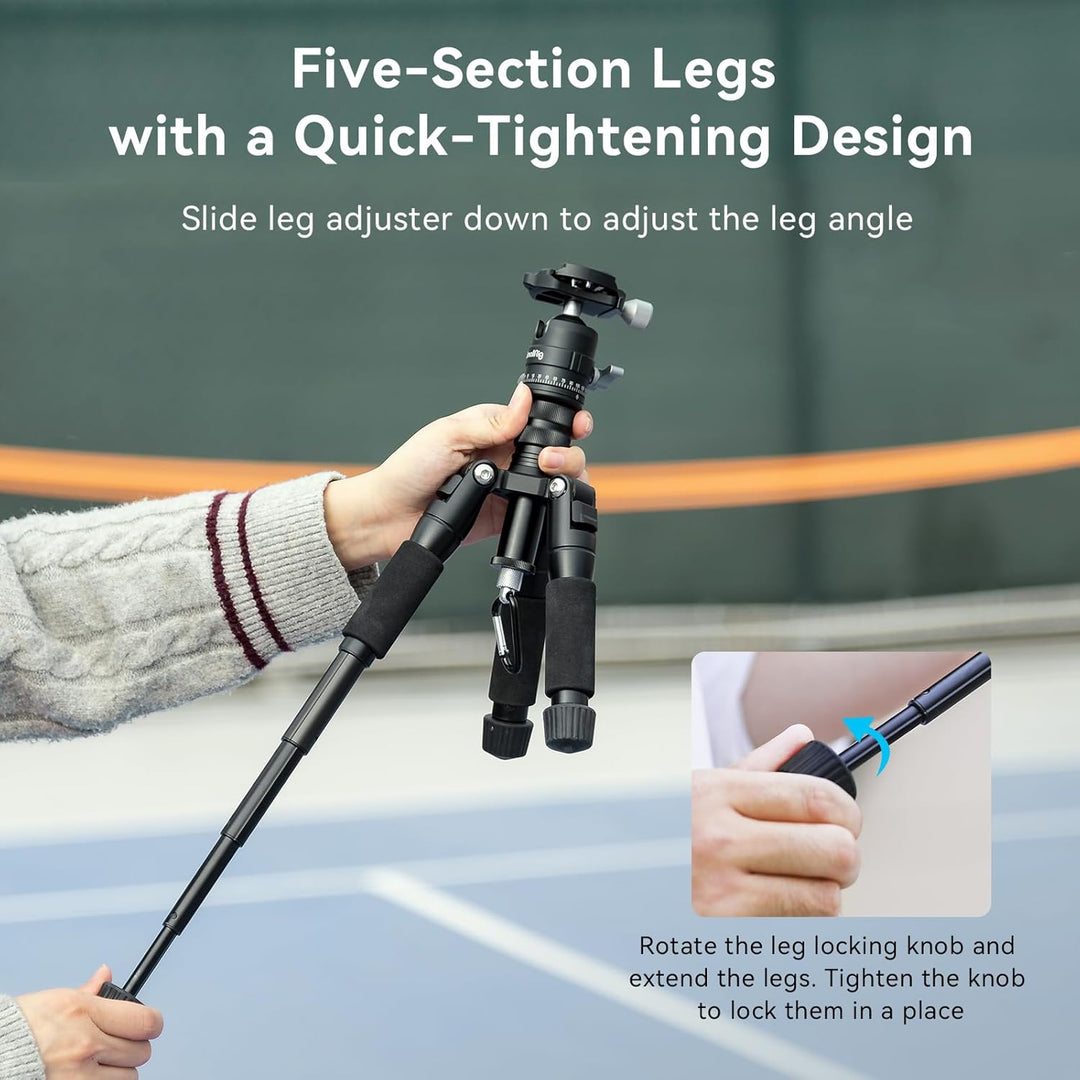 SMALLRIG Aluminium Mini Stativ Tripod 20"/52 cm Desktop Stativ mit 360° Kugelkopf, kompaktes Kamera