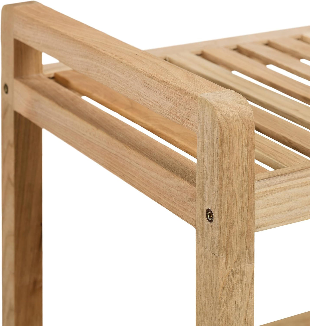 Relaxdays Badregal, Holz, HxBxT: 97 x 35 x 31 cm, Holzregal mit Rollen, 4 Ablagen, Regal für Badezim